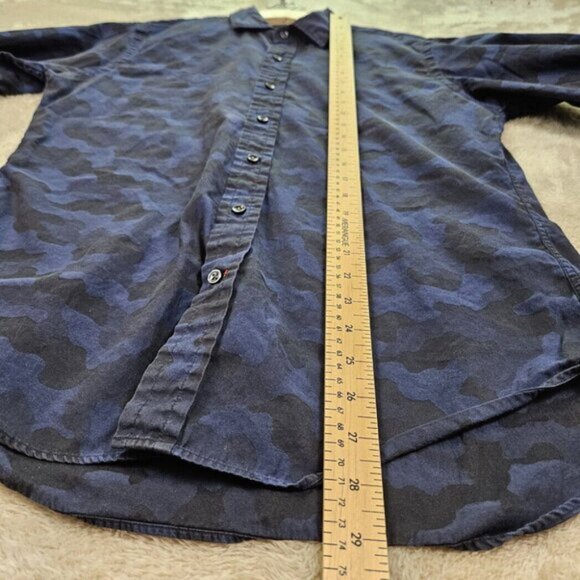 Ralph Lauren Black Label Shirt Blue Camouflage Long Sleeve (Measurement Photos) - Picture 5 of 10